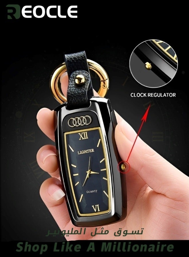 REOCLE Metal Multifunction Watch Cigarette Lighter Personalized Car Keychain Watch Multifunctional Rechargeable With Compass Gadgets - Image 3