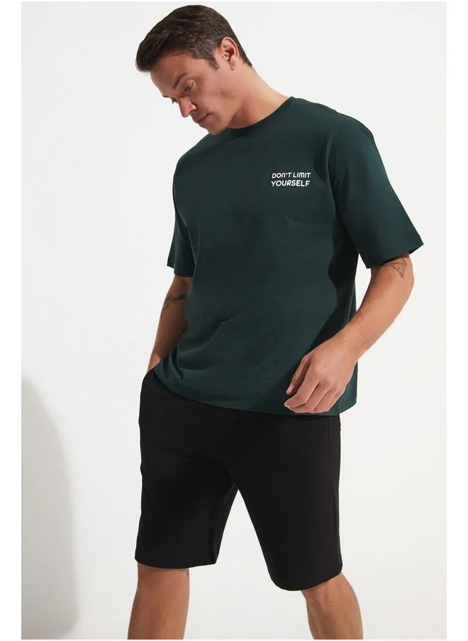 JUNE June Men Regular Fit 100% Cotton Knitted Short Black