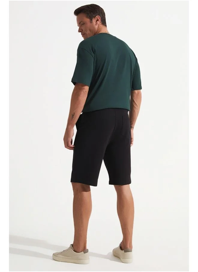 JUNE June Men Regular Fit 100% Cotton Knitted Short Black