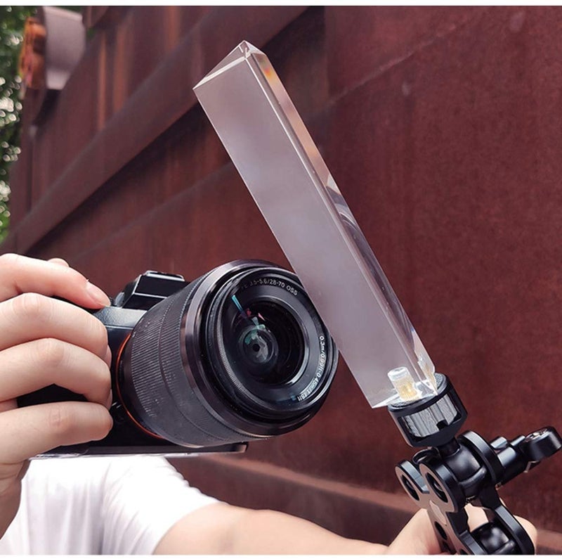 Meking مكّينغ براسم التصوير مع قطعة قماش تنظيف من الألياف الدقيقة، براسم زجاجي بصري ثلاثي الأبعاد، براسم قوس قزح كريستالي محمول بطول 5.12 بوصة للصور وتعليم طيف الضوء 1 - Image 3