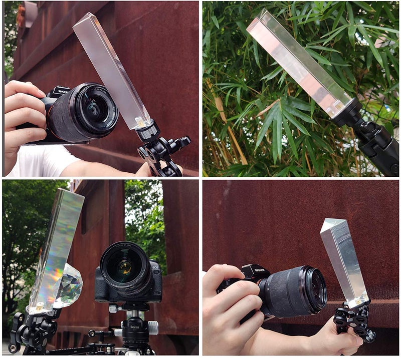 Meking مكّينغ براسم التصوير مع قطعة قماش تنظيف من الألياف الدقيقة، براسم زجاجي بصري ثلاثي الأبعاد، براسم قوس قزح كريستالي محمول بطول 5.12 بوصة للصور وتعليم طيف الضوء 1 - Image 5