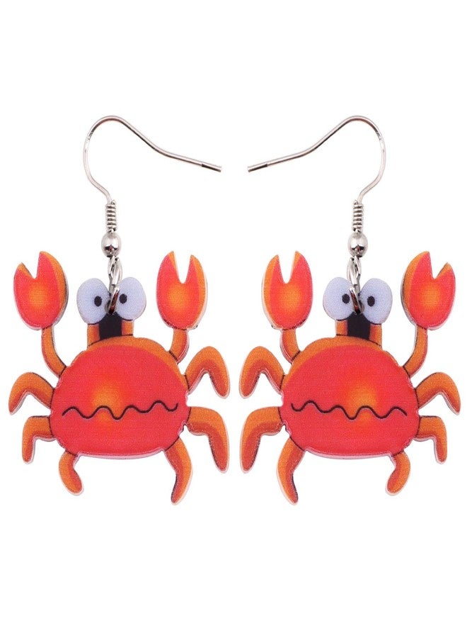 BONSNY Patterned Acrylic Ocean Animals Sweet Ocean Crab Earrings for Women Charms Gift Jewelry (Red) - Image 1