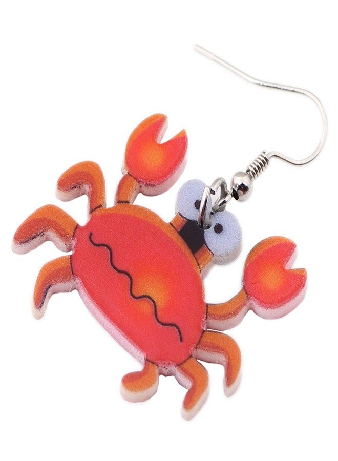 BONSNY Patterned Acrylic Ocean Animals Sweet Ocean Crab Earrings for Women Charms Gift Jewelry (Red) - Image 4
