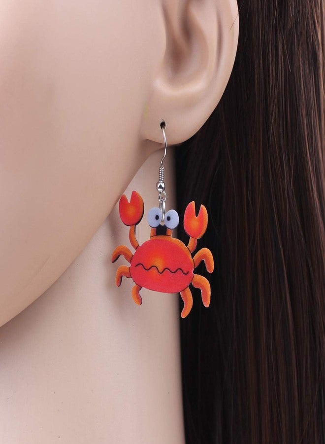 BONSNY Patterned Acrylic Ocean Animals Sweet Ocean Crab Earrings for Women Charms Gift Jewelry (Red) - Image 2