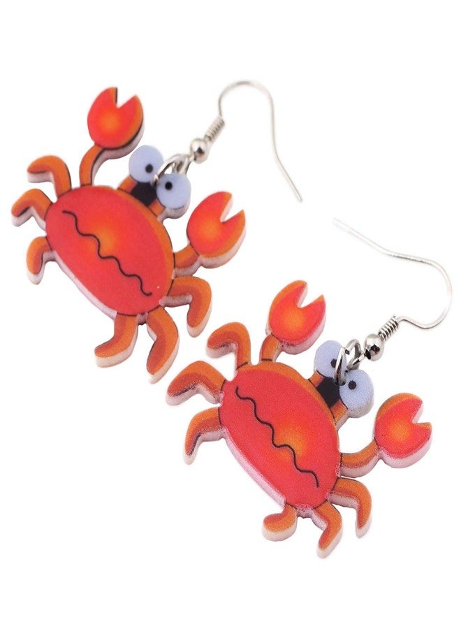BONSNY Patterned Acrylic Ocean Animals Sweet Ocean Crab Earrings for Women Charms Gift Jewelry (Red) - Image 3