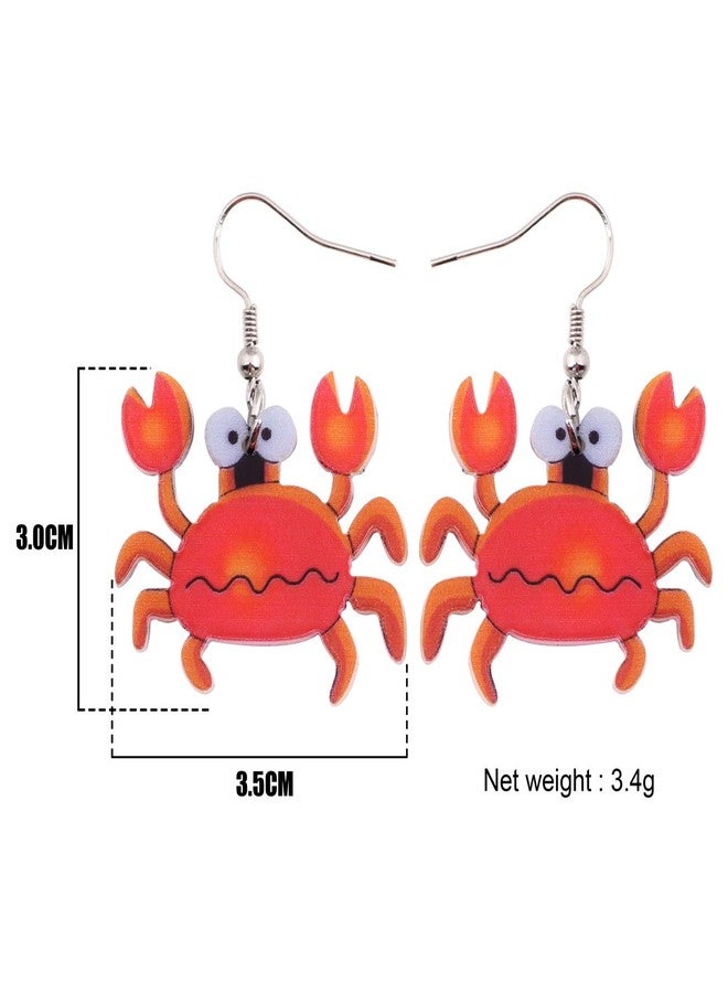 BONSNY Patterned Acrylic Ocean Animals Sweet Ocean Crab Earrings for Women Charms Gift Jewelry (Red) - Image 5