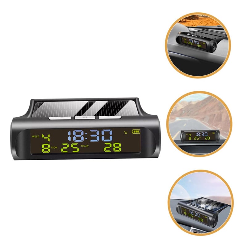 Solar Powered Car Digital Clock Thermometer LCD Dashboard Display for Cars Trucks - Image 5