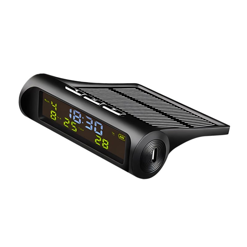Solar Powered Car Digital Clock Thermometer LCD Dashboard Display for Cars Trucks - Image 1