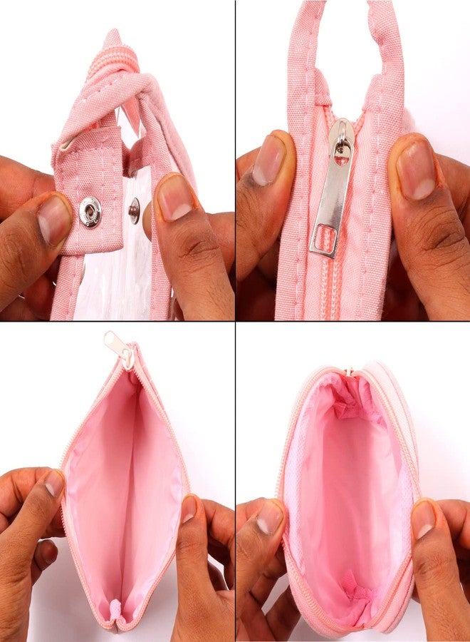 Ayaha Set of 3 Cosmetic Pouch Makeup Pouch Vanity Pouch Travel Organizer Toiletry Pouch for Women Zippered Pouch Set, Large, Medium, Small Makeup Bag (Pink) - Image 2