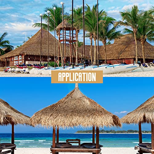 Woanger Mexican Tiki Hut Grass Skirting Roof Tiki Bar Grass Duck Blind for Thatch Roofing Bar Decorations Roll Palm Palapa Straw Thatch Roof for Fence Party(Brown,79 x 15 Inch) - Image 4
