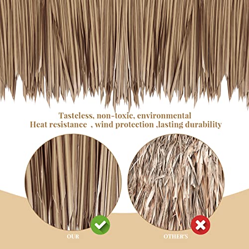 Woanger Mexican Tiki Hut Grass Skirting Roof Tiki Bar Grass Duck Blind for Thatch Roofing Bar Decorations Roll Palm Palapa Straw Thatch Roof for Fence Party(Brown,79 x 15 Inch) - Image 2