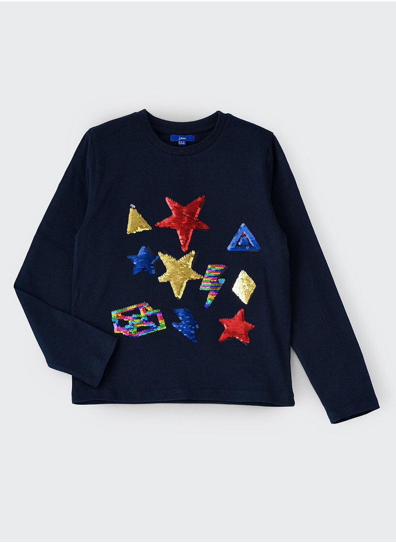 JAM Knit f/slv t-shirt with print at front  - Image 1