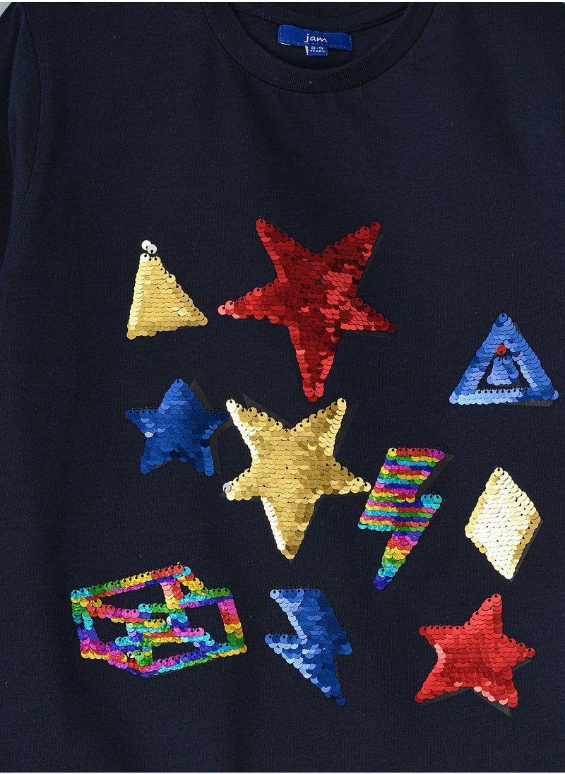 JAM Knit f/slv t-shirt with print at front  - Image 3