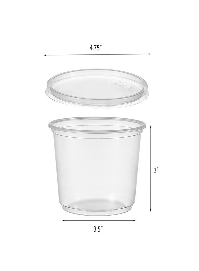 FULING [50 Set - 16 oz. Plastic Deli Disposable Food Storage Containers With Airtight Lids - Image 2