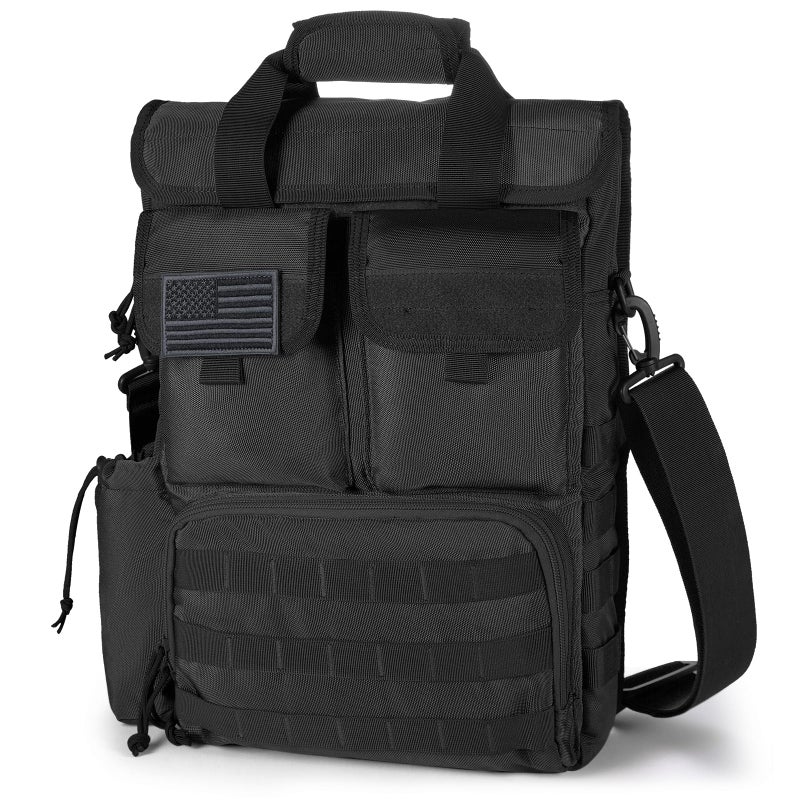 FRTKK Tactical Messenger Bag Military MOLLE Sling Shoulder Pack Briefcase Laptop Assault Gear Handbags Utility Carry Satchel (Black, 17.3 inch) - Image 1