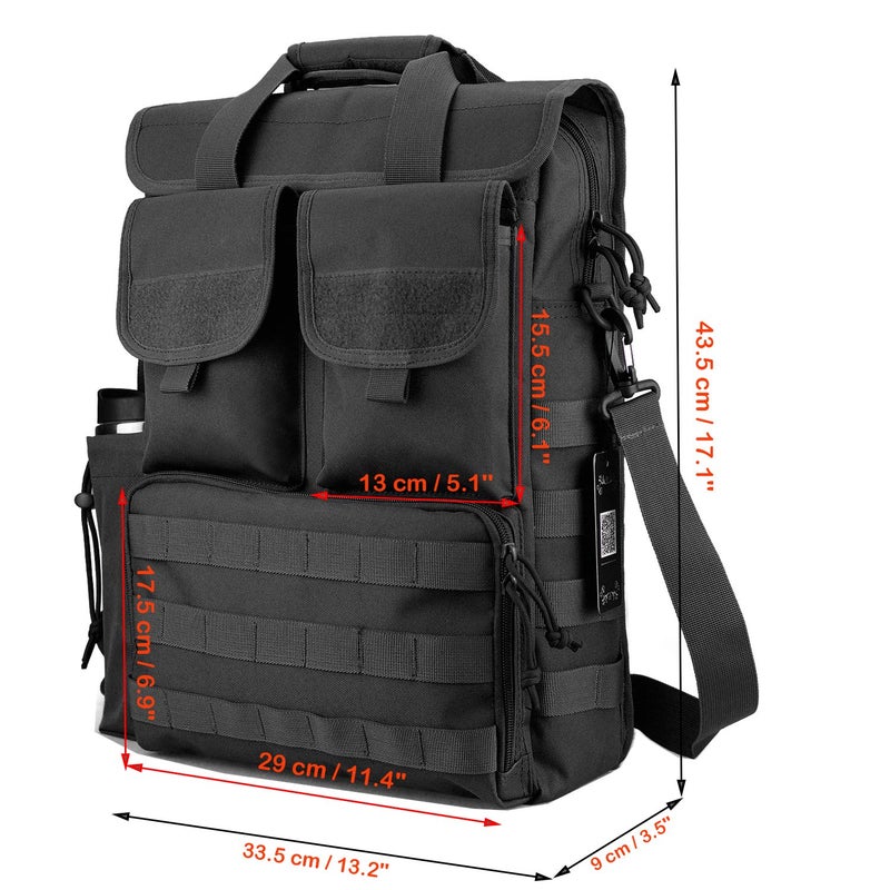 FRTKK Tactical Messenger Bag Military MOLLE Sling Shoulder Pack Briefcase Laptop Assault Gear Handbags Utility Carry Satchel (Black, 17.3 inch) - Image 3