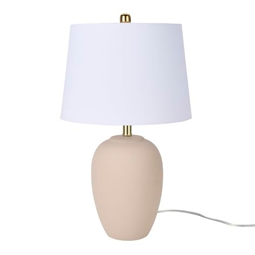 Nourison Home 23" Light Pink Ceramic Jar Table Lamp for Bedroom, Living Room, Dining Office, with White Shade (Pack of 1) - Image 2