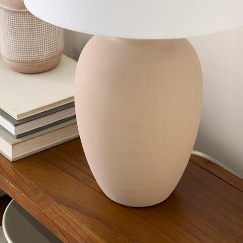 Nourison Home 23" Light Pink Ceramic Jar Table Lamp for Bedroom, Living Room, Dining Office, with White Shade (Pack of 1) - Image 4