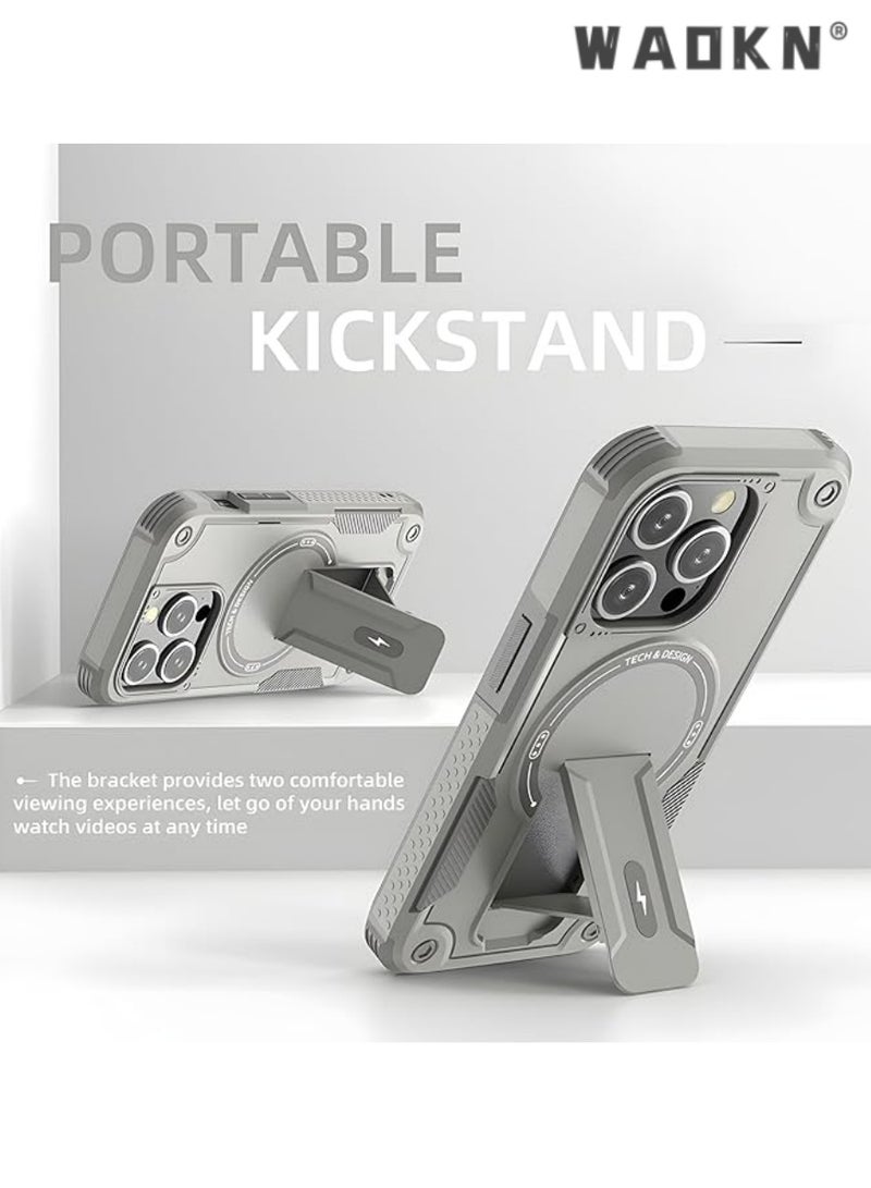 WAOKN iPhone 16 Pro Max Case with Stand, MagSafe Compatible, Magnetic Kickstand, Drop-Proof Shockproof Cover,Rugged cover for Enhanced Phone Security and DurabilityiPhone 16 Pro Max Case with Stand, MagSafe Compatible, Magnetic Kickstand, Drop-Proof Shockproof Cover, Rugged cover for Enhanced Phone Security and Durability - Image 3