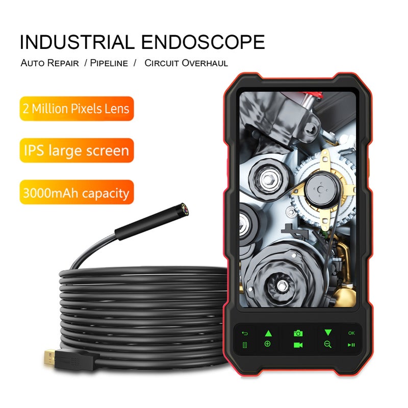 Industrial Endoscope 1080P Borescope with 6 LED Lights 4.5-inch IPS Color Display Snake Camera IP67 Waterproof 2 Million Pixels Inspection Camera with TF Card Slot for Home Pipes - Image 3