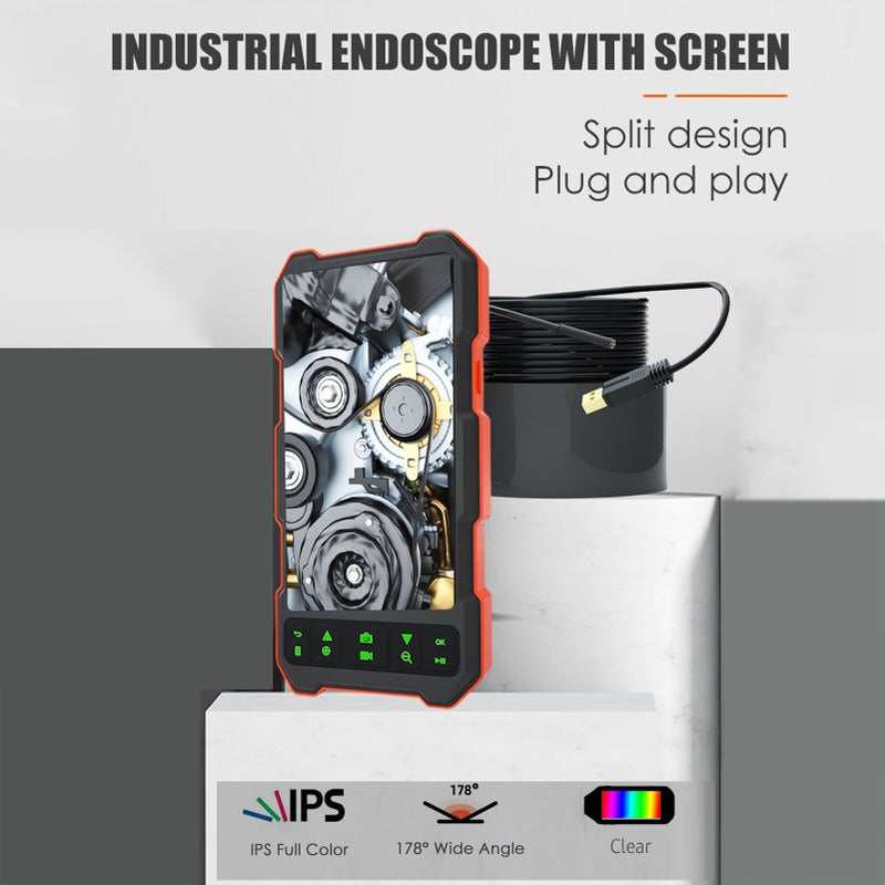 Industrial Endoscope 1080P Borescope with 6 LED Lights 4.5-inch IPS Color Display Snake Camera IP67 Waterproof 2 Million Pixels Inspection Camera with TF Card Slot for Home Pipes - Image 5