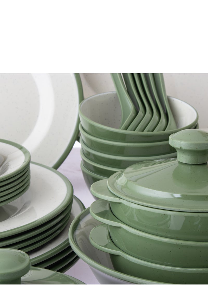 CC Bin Shihon 57-Piece Dinner Set Made of High Quality Melamine, Safe in Dishwasher and Microwave  - Image 3