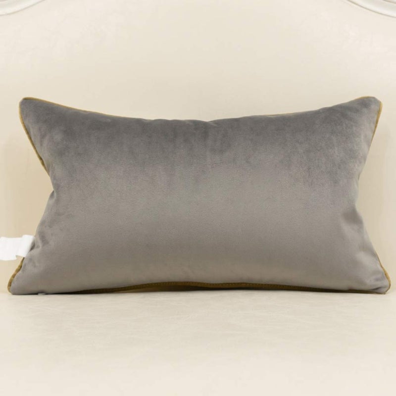 Avigers 12 x 20 Inches Gray White Gold Leather Striped Patchwork Velvet Cushion Case Luxury Modern Throw Pillow Cover Decorative Pillow for Couch Living Room Bedroom Car - Image 2