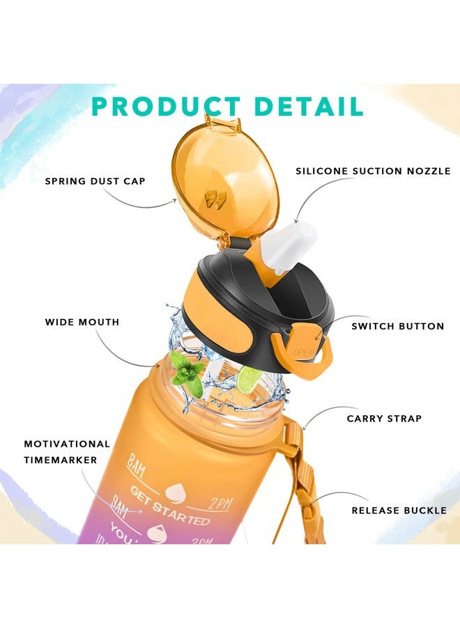 Enerbone 32 oz Water Bottle with Times to Drink and Straw, Motivational Drinking Water Bottles with Carrying Strap, Leakproof BPA & Toxic Free, Ensure You Drink Enough Water for Fitness Gym Outdoor - Image 3