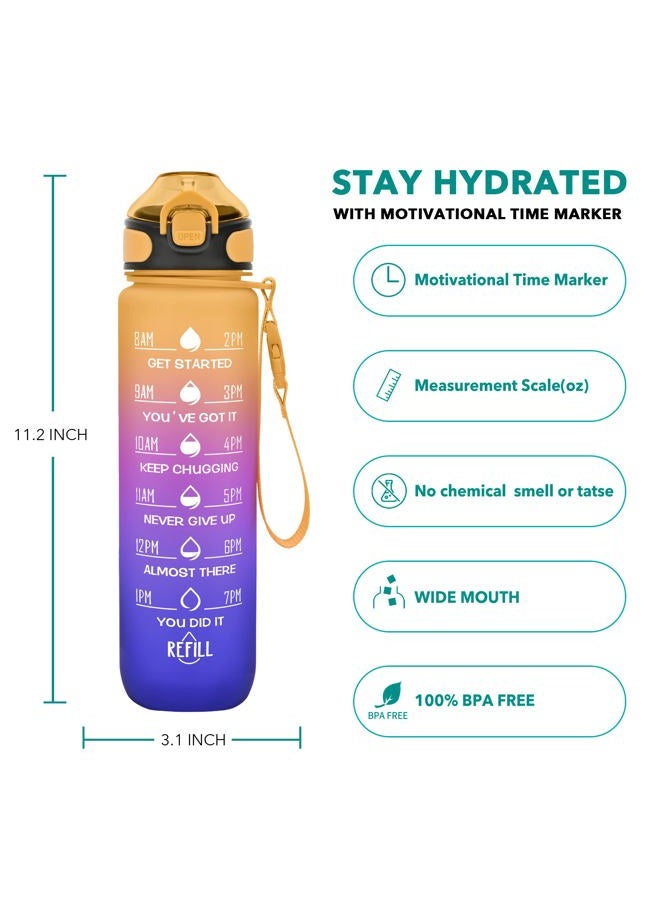 Enerbone 32 oz Water Bottle with Times to Drink and Straw, Motivational Drinking Water Bottles with Carrying Strap, Leakproof BPA & Toxic Free, Ensure You Drink Enough Water for Fitness Gym Outdoor - Image 2