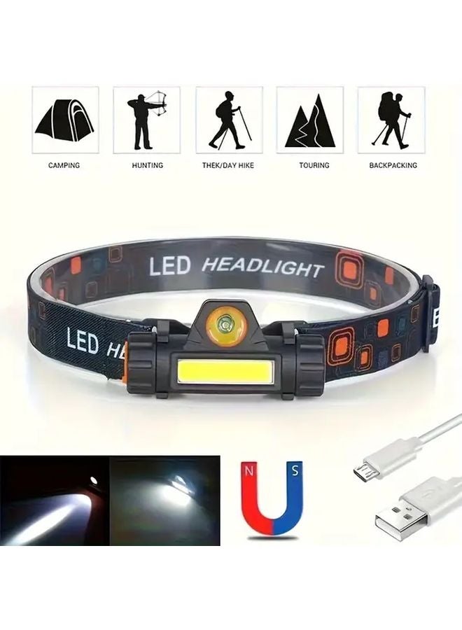 One Pack Dual Light Source LED Headlamp Adjustable Headband Rechargeable Battery - Image 2