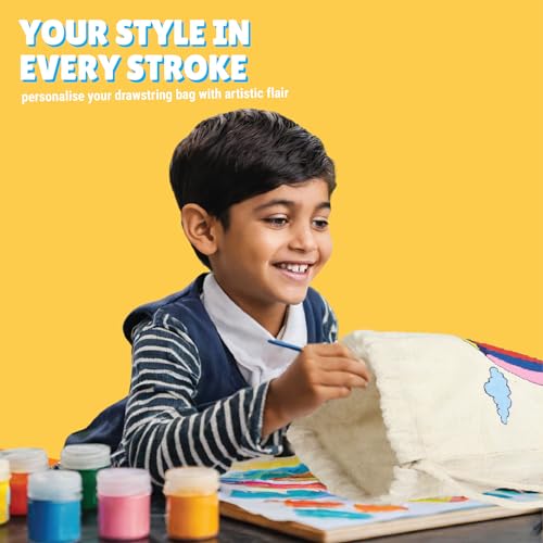 Kalakaram DIY Drawstring Bag Painting Kit, Animal Theme Painting Kit, Pre-Printed Canvas Drawstring Bag, DIY Activity Art and Craft Kit for Girls, Teens, & Kids Age 5, 6,7,8,9+ Kids, Multicolor - Image 5