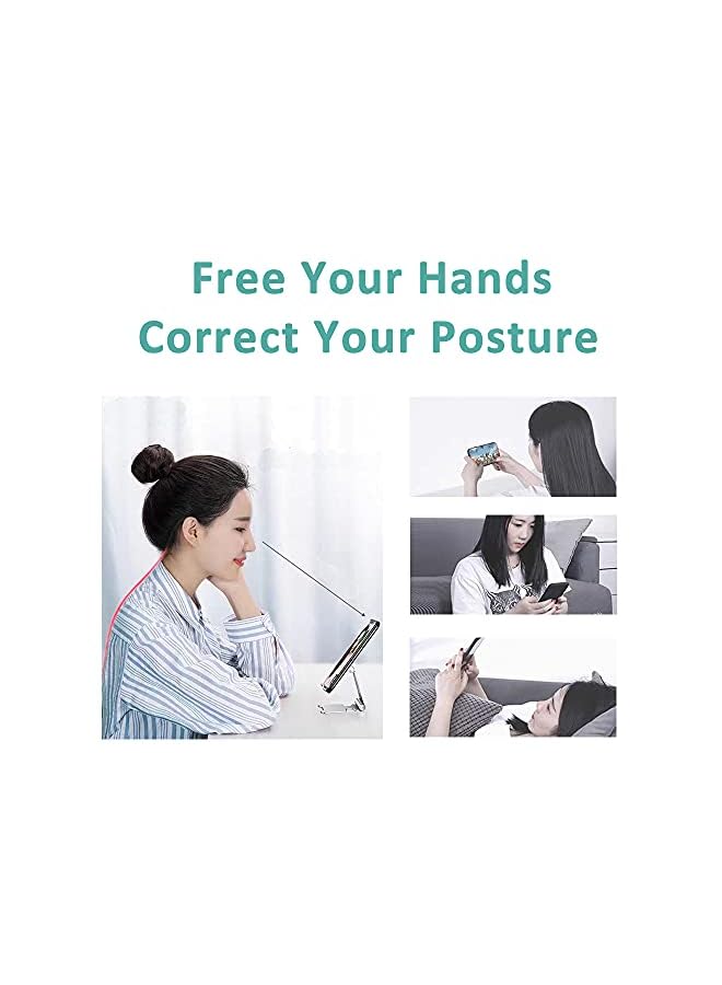 Zaboon Umeet Cell Phone Stand, Fully Foldable, Adjustable Desktop Mobile Phone Holder, Portable With Storage Bag, Compatible With Smart Phones(Iphone, Samsung, Huawei), Kindle, Ipad, Nintendo Switch, Silver - Image 4