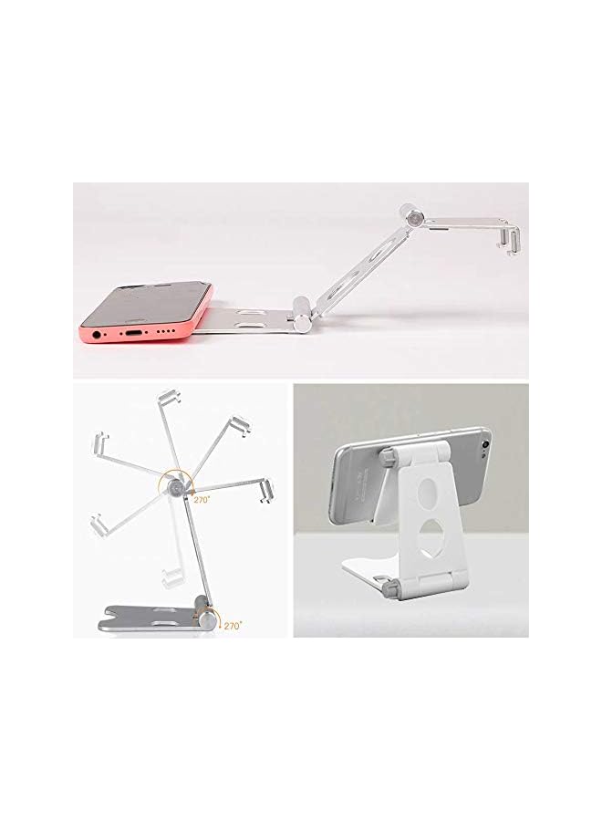 Zaboon Umeet Cell Phone Stand, Fully Foldable, Adjustable Desktop Mobile Phone Holder, Portable With Storage Bag, Compatible With Smart Phones(Iphone, Samsung, Huawei), Kindle, Ipad, Nintendo Switch, Silver - Image 2
