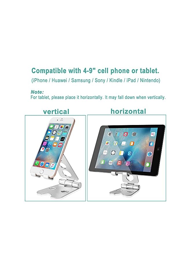 Zaboon Umeet Cell Phone Stand, Fully Foldable, Adjustable Desktop Mobile Phone Holder, Portable With Storage Bag, Compatible With Smart Phones(Iphone, Samsung, Huawei), Kindle, Ipad, Nintendo Switch, Silver - Image 5