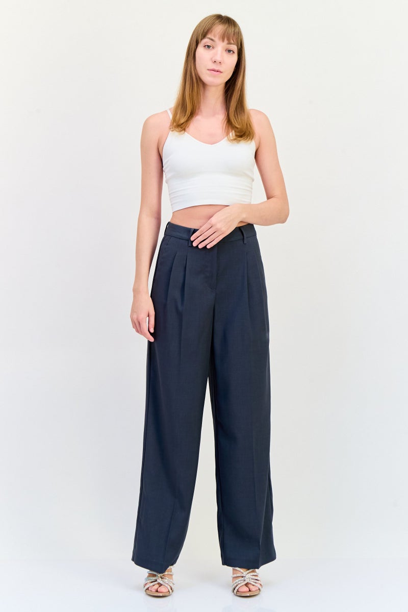 VERO MODA Women Regular Fit Solid 32 Inseam Straight Leg Pants, Grey - Image 4