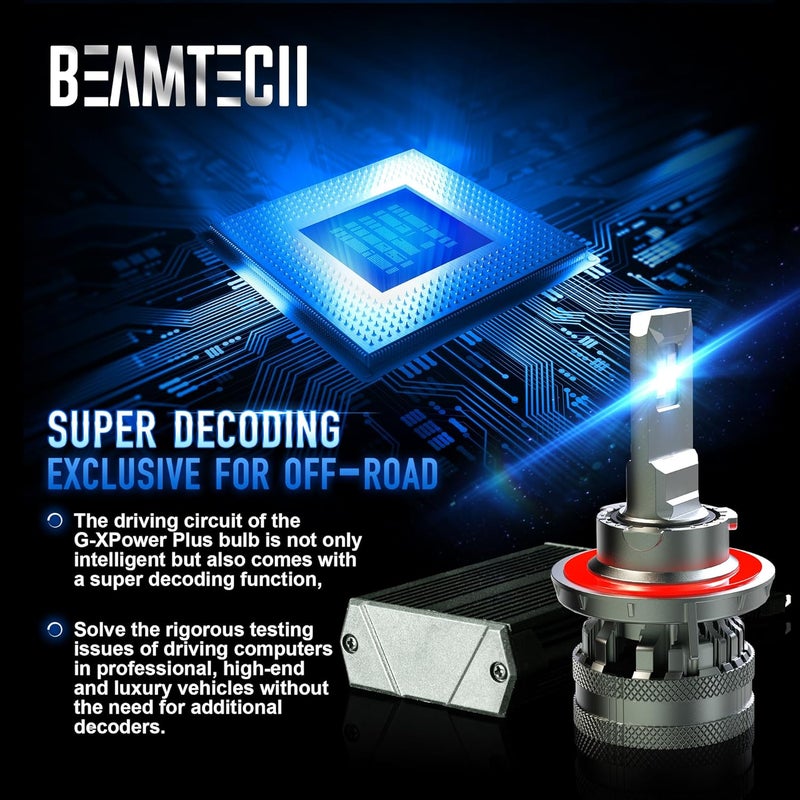 BEAMTECH H13 Bulbs, 9008 G-XP Chips Canbus Ready Fog Light 600% Brighter High Power 6500K Xenon White 360 Degree Lighting Plug N Play, Pack of 2 - Image 4