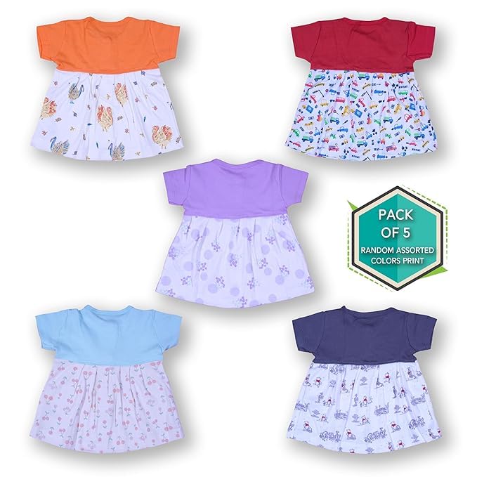 Combo Packs Baby Girl Cotton Frock, (Regular, Pack of 5)