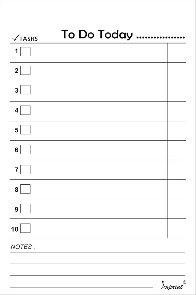 Imprint to-Do List Cards 3.5 x 6 Approx Inches White and Thick Sheets, Pack of 100 - Image 1
