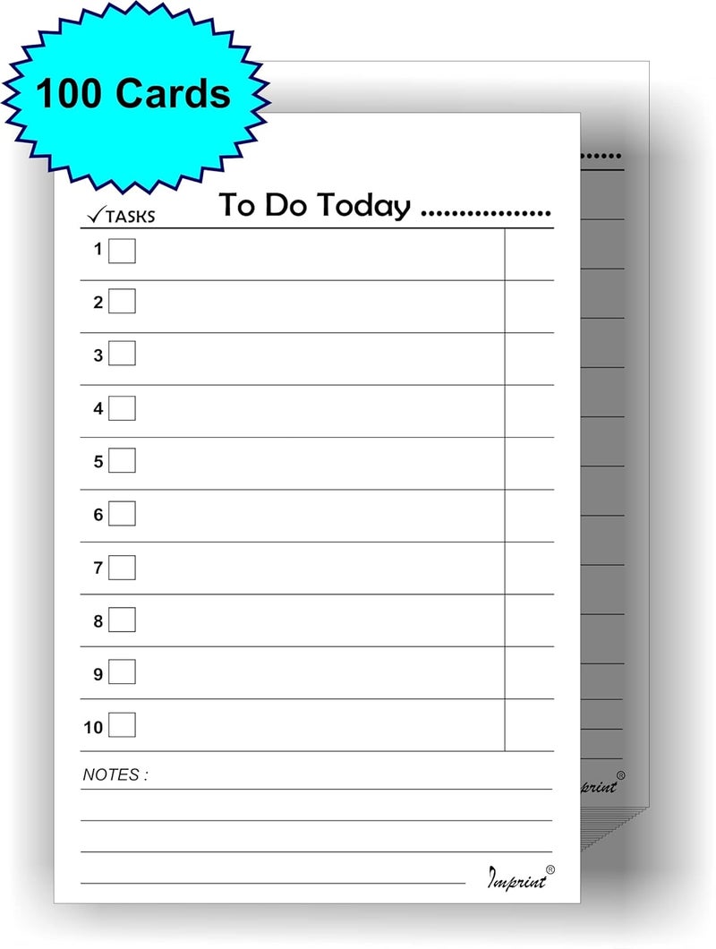 Imprint to-Do List Cards 3.5 x 6 Approx Inches White and Thick Sheets, Pack of 100 - Image 2