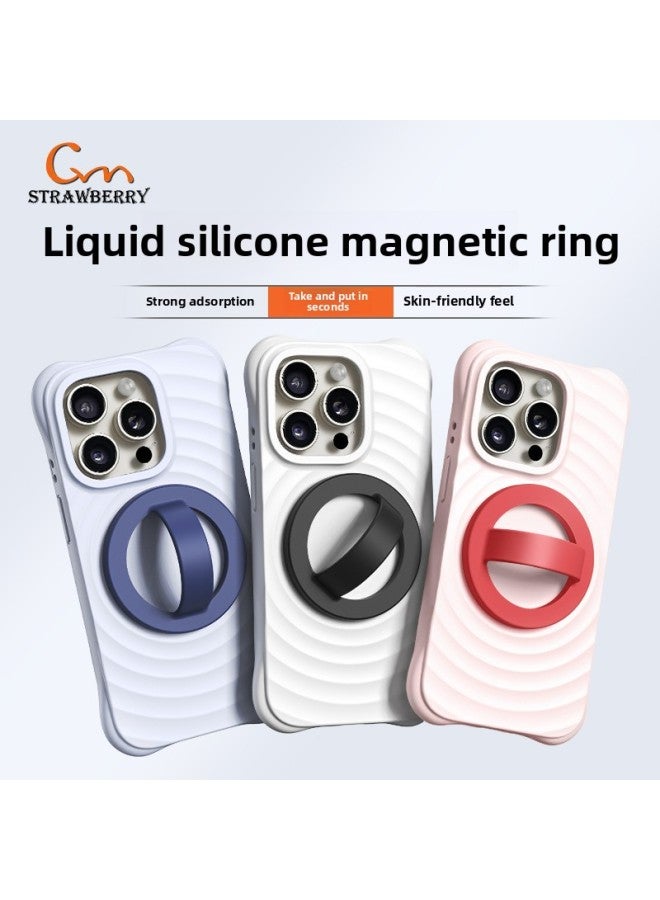Suitable For Apple 15 Mobile Phone Back Sticker Liquid Silicone Strong Magnetic Bracelet Mobile Phone Bracket Ring Buckle Support Desktop-Color:Black - Image 3