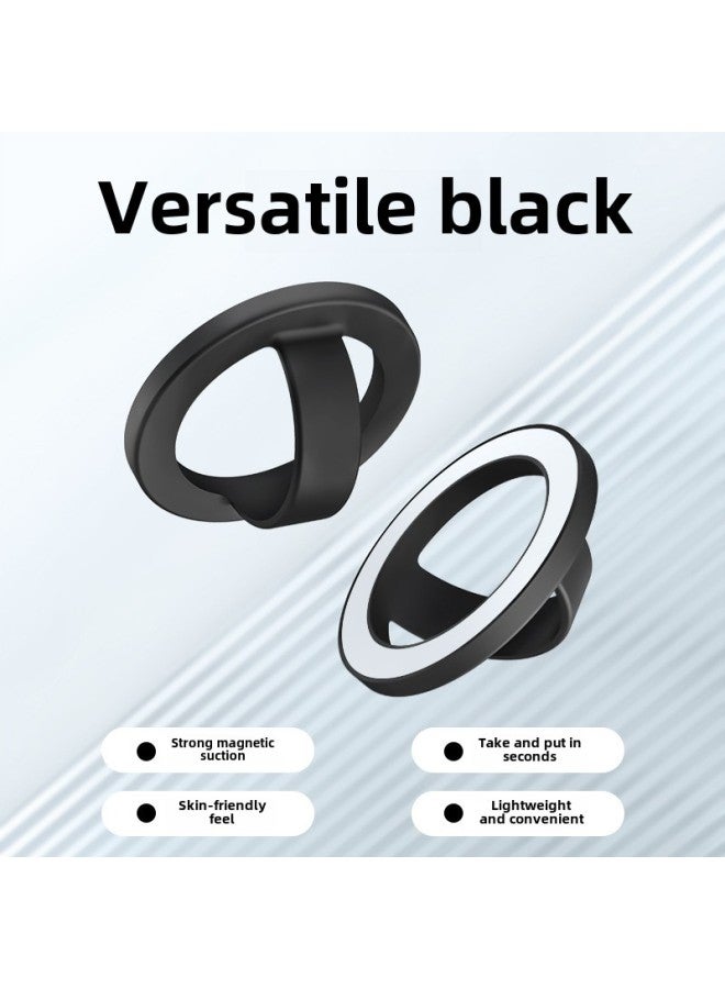 Suitable For Apple 15 Mobile Phone Back Sticker Liquid Silicone Strong Magnetic Bracelet Mobile Phone Bracket Ring Buckle Support Desktop-Color:Black - Image 1