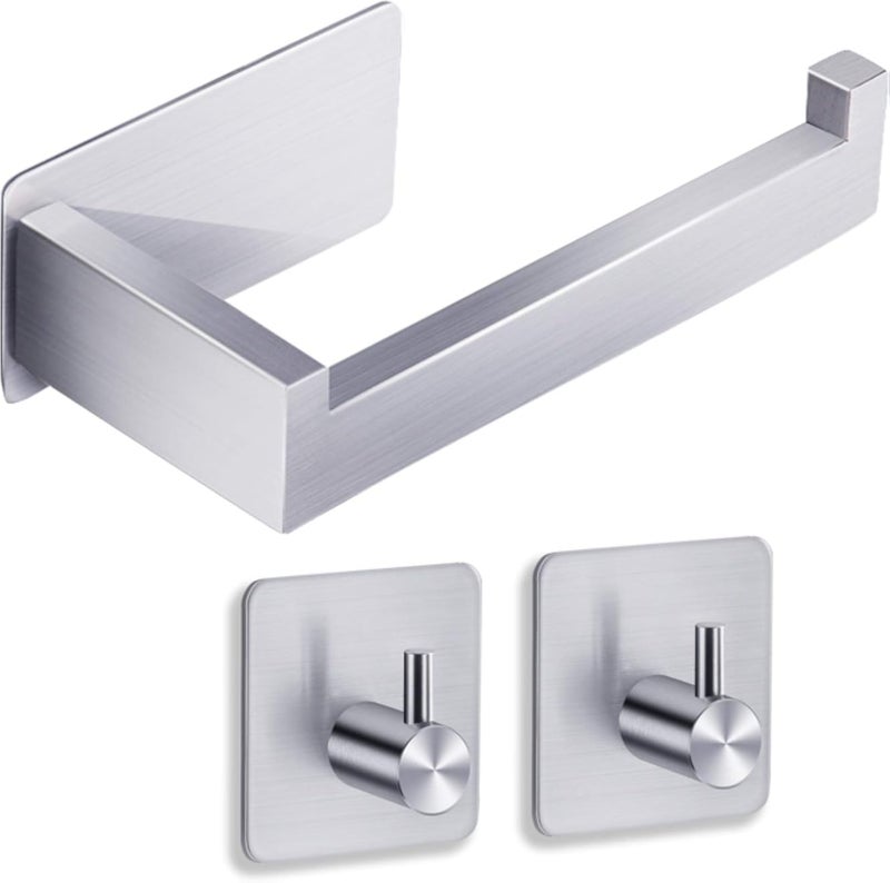 YIGII Self-adhesive Toilet Paper Holder with Adhesive Hooks (2 Pieces) for Bathroom, Su 304 Stainless Steel