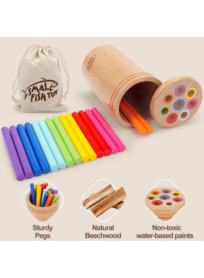 SMALL FISH Montessori Toys for 1-3 Year Old: Wooden Learning Color Sorting Toys for Toddlers Age 1 2 3, Fine Motor Developmental Infants Sensory Matching Games, Busy Board 18 month old Baby Boys Girls Gifts - Image 3