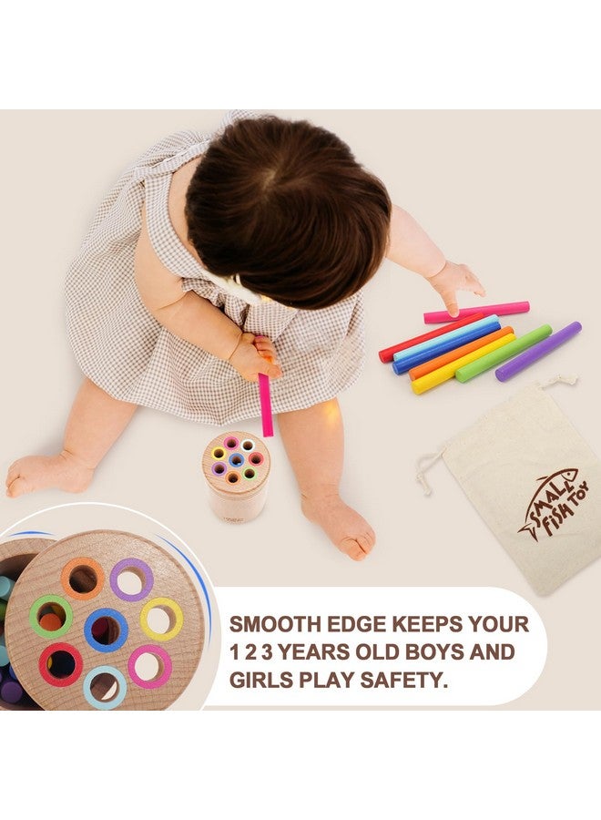 SMALL FISH Montessori Toys for 1-3 Year Old: Wooden Learning Color Sorting Toys for Toddlers Age 1 2 3, Fine Motor Developmental Infants Sensory Matching Games, Busy Board 18 month old Baby Boys Girls Gifts - Image 5
