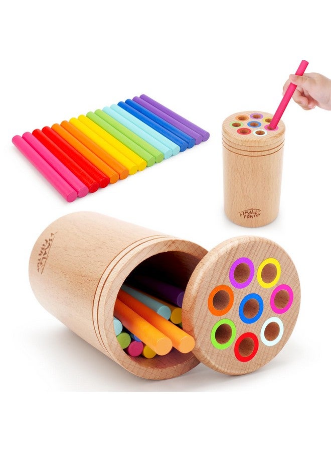 SMALL FISH Montessori Toys for 1-3 Year Old: Wooden Learning Color Sorting Toys for Toddlers Age 1 2 3, Fine Motor Developmental Infants Sensory Matching Games, Busy Board 18 month old Baby Boys Girls Gifts - Image 1
