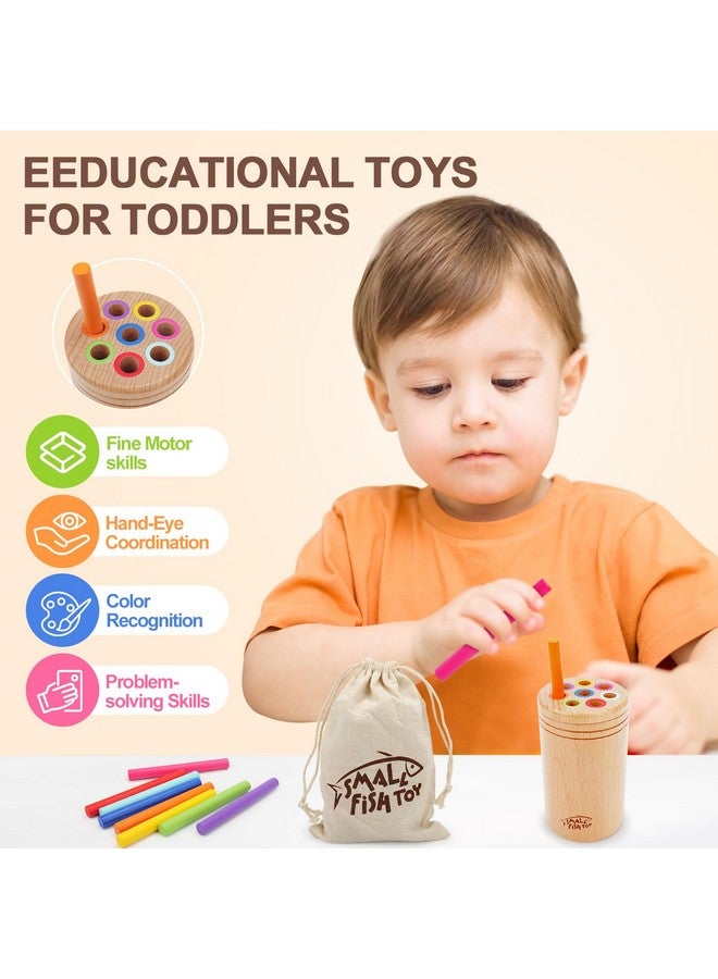 SMALL FISH Montessori Toys for 1-3 Year Old: Wooden Learning Color Sorting Toys for Toddlers Age 1 2 3, Fine Motor Developmental Infants Sensory Matching Games, Busy Board 18 month old Baby Boys Girls Gifts - Image 2