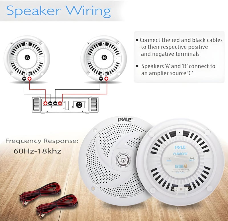 Pyle Pyle Marine Speakers - 6.5 Inch 2 Way Waterproof And Weather Resistant Outdoor Audio Stereo Sound System With 240 Watt Power And Low Profile Slim Style - 1 Pair - Plmrs6W (White)  - Image 2