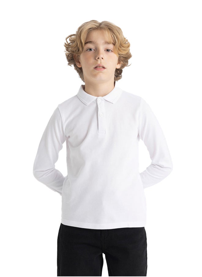 DeFacto - Boy Regular Fit Polo Neck Knitted Long Sleeve Polo T-Shirt - Image 1