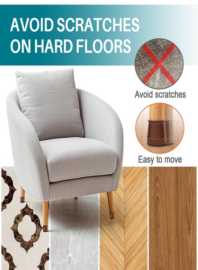 KESRINPLUS Chair Leg Floor Protectors (Pack of 8), Brown Silicone Felt Furniture Pads for Wood Floors, Noise & Scratch Resistant, Table & Stool Leg Covers (Fit 1.3'' to 2'') - Image 2