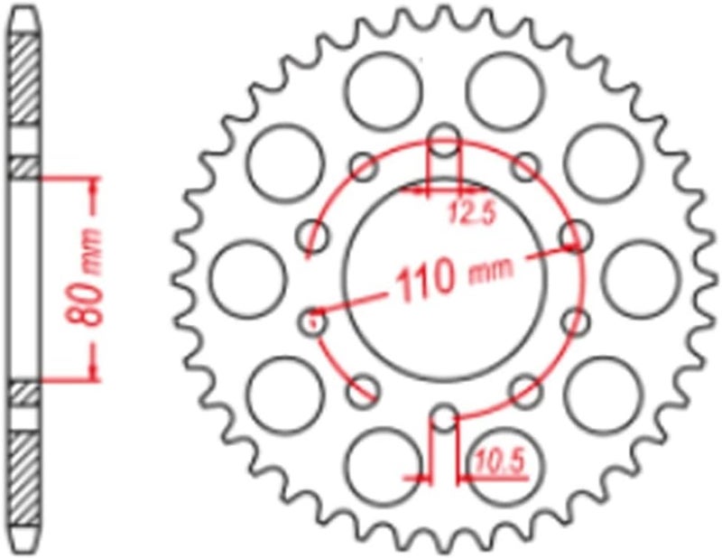 QASULER 525 44T Motorcycle Rear Sprocket - Image 2